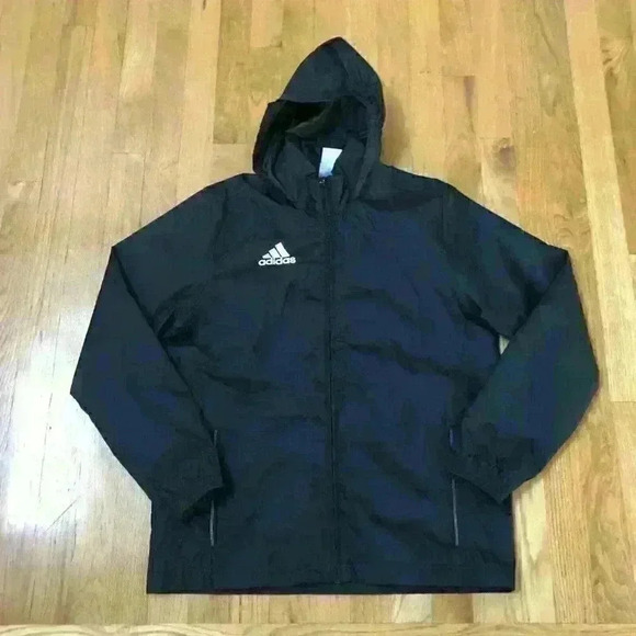 Adidas Zip Up Hooded  Mesh Lined Windbreaker Running Jacket EUC - Picture 10 of 13